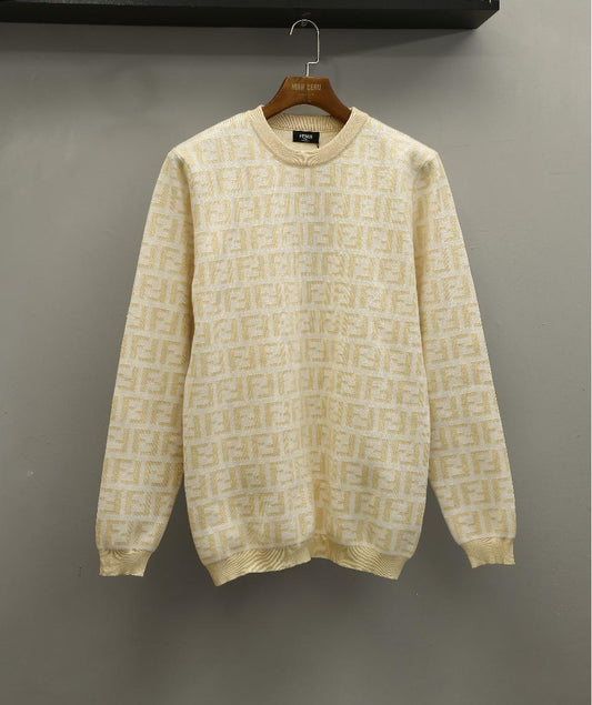 Jacquard crew neck knitted sweater