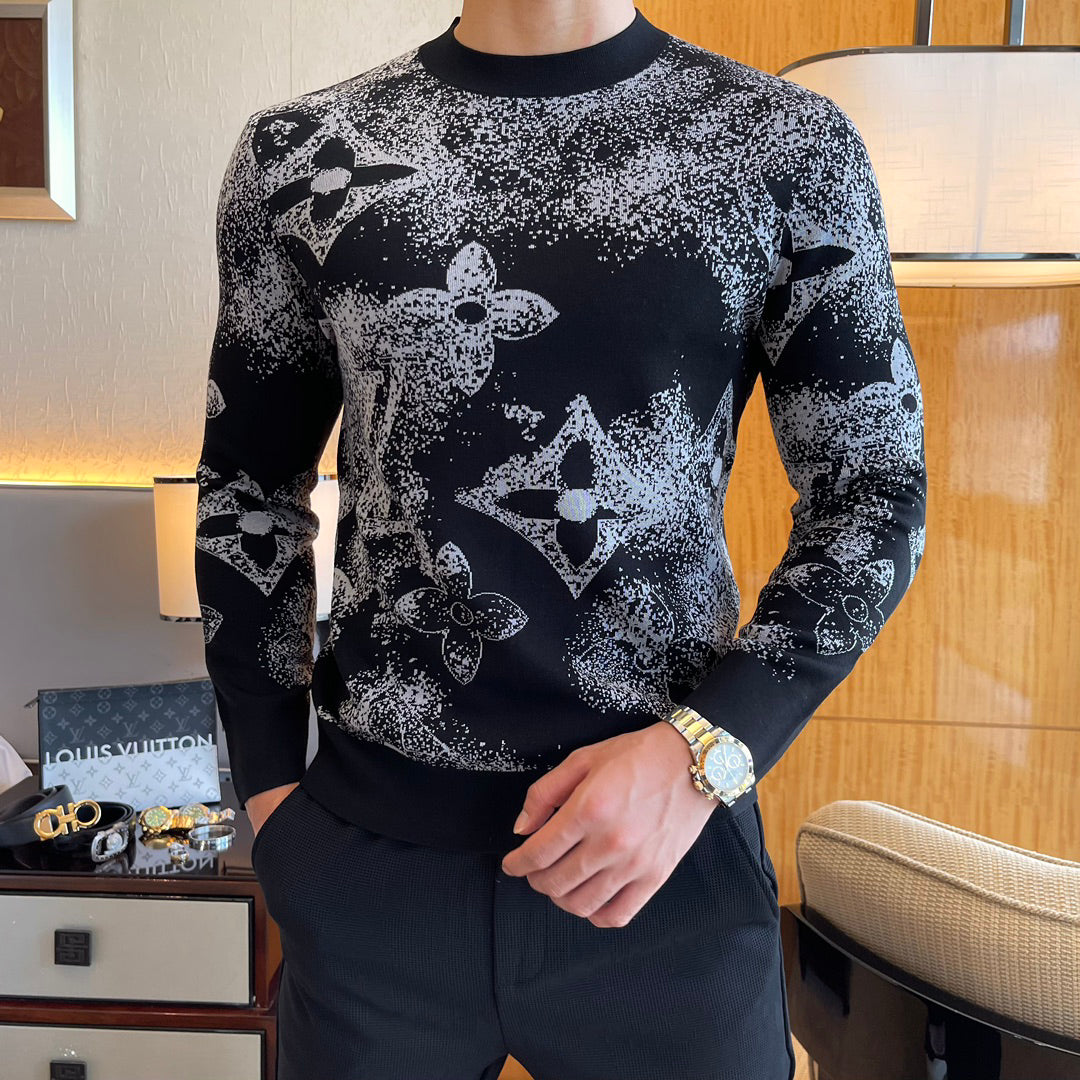 All-over lettering jacquard sweater