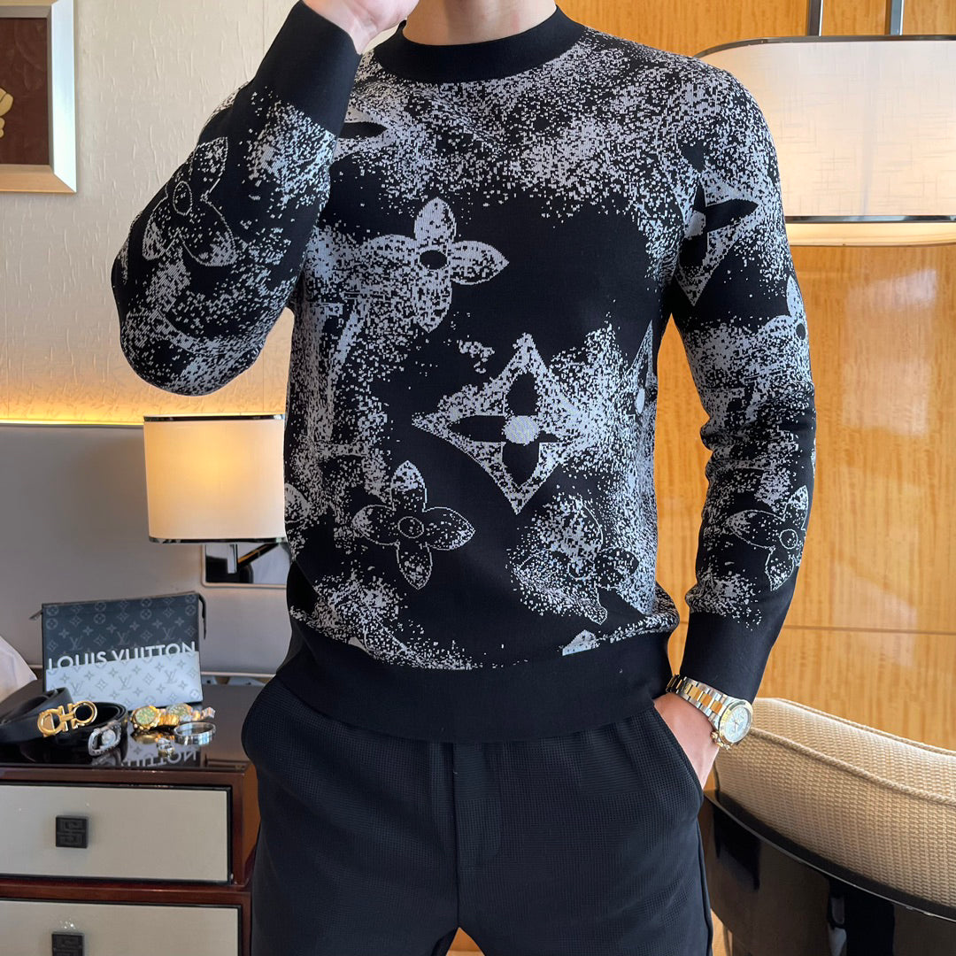 All-over lettering jacquard sweater