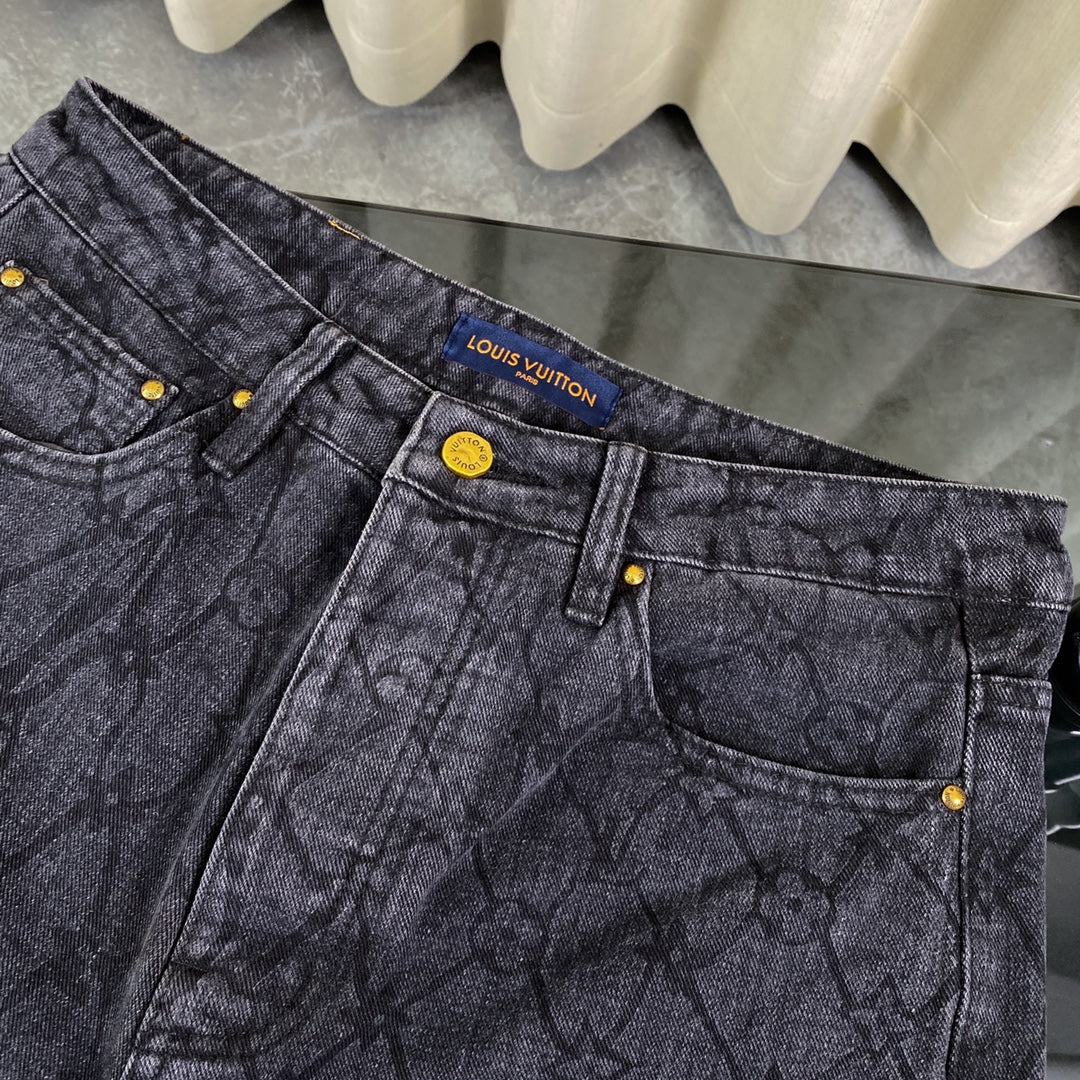 Autumn and winter jacquard dark pattern jeans