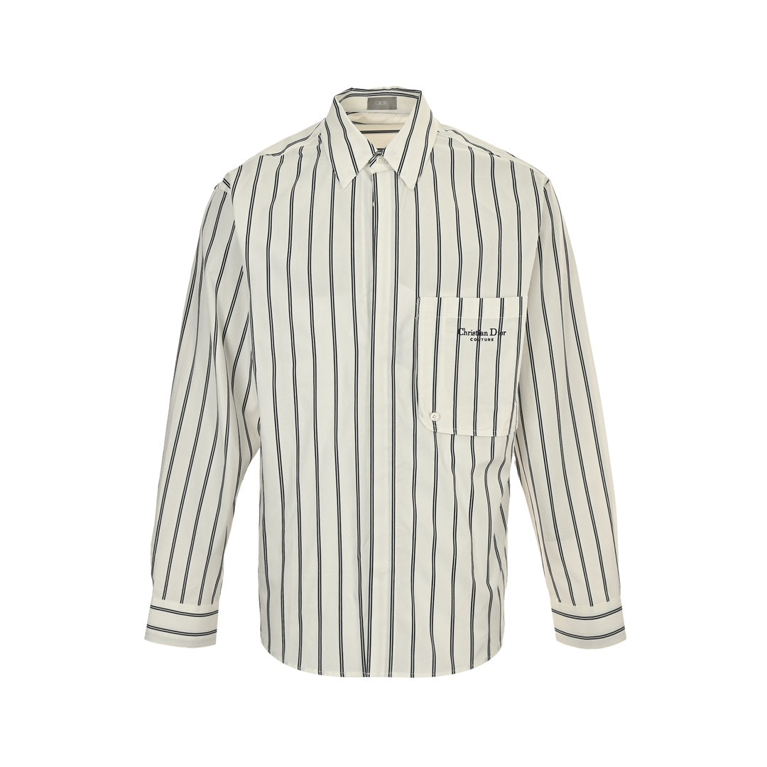 pocket embroidered striped shirt