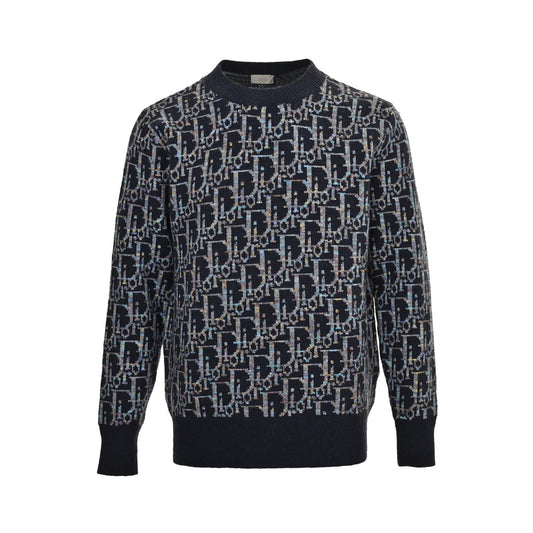 All-over monogram jacquard crew neck sweater