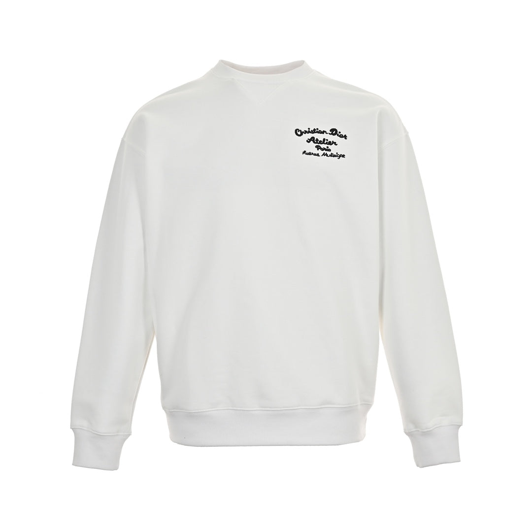 Lettering embroidered crew neck sweatshirt