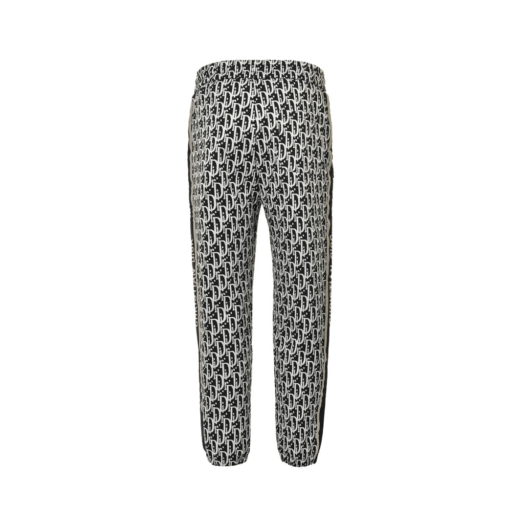 Allover printed jacquard side webbing trousers