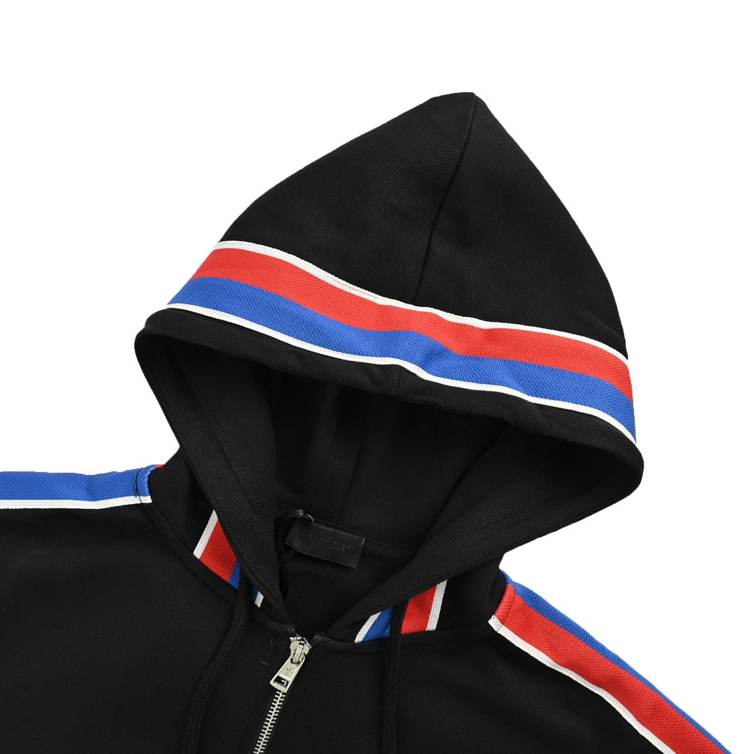 Side webbing zip-up hooded jacket