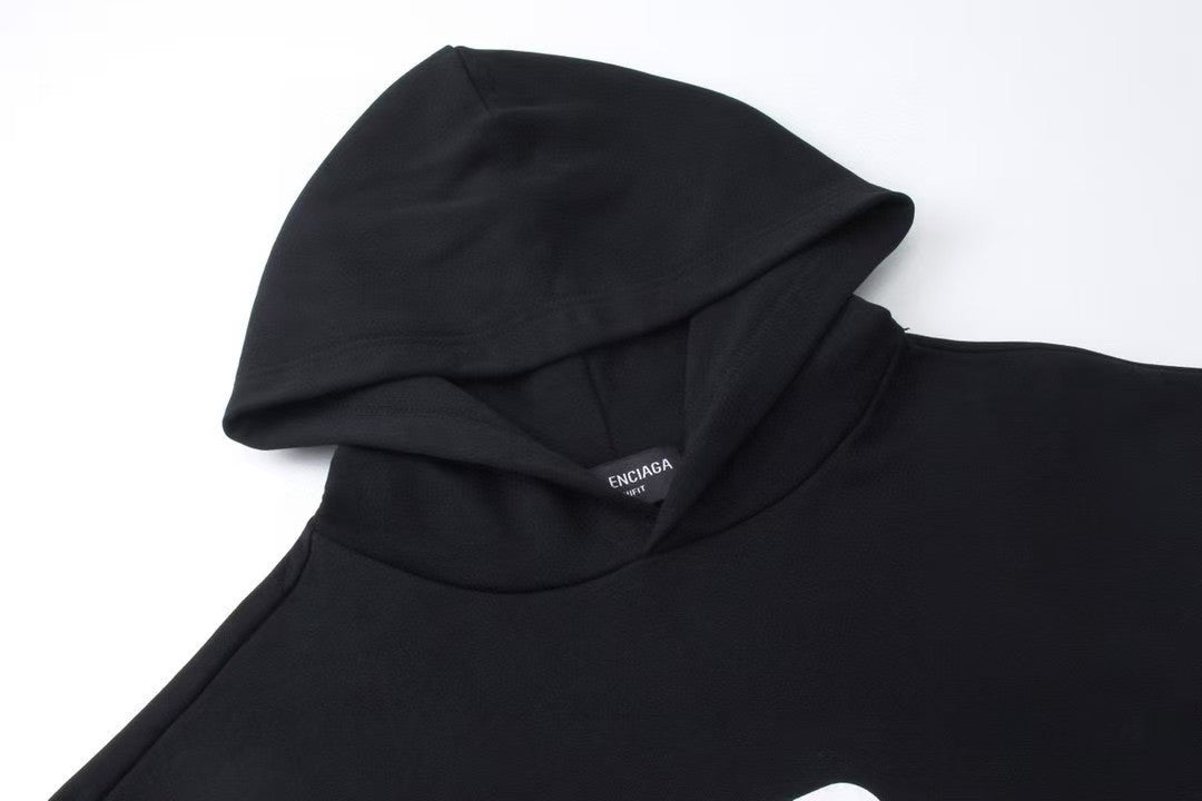 Black and white hooded sweatshirt