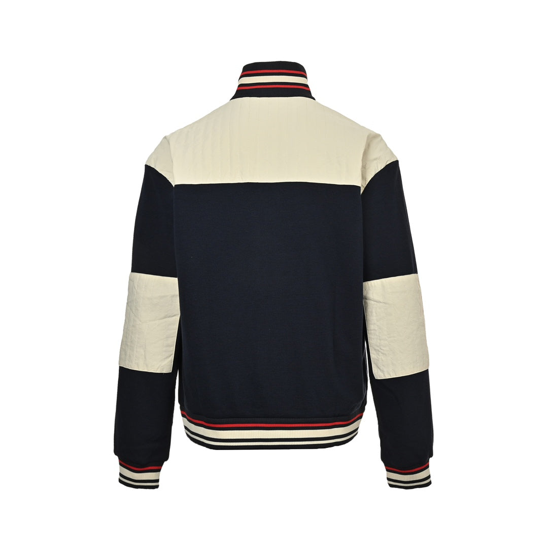 embroidered logo panel zip jacket