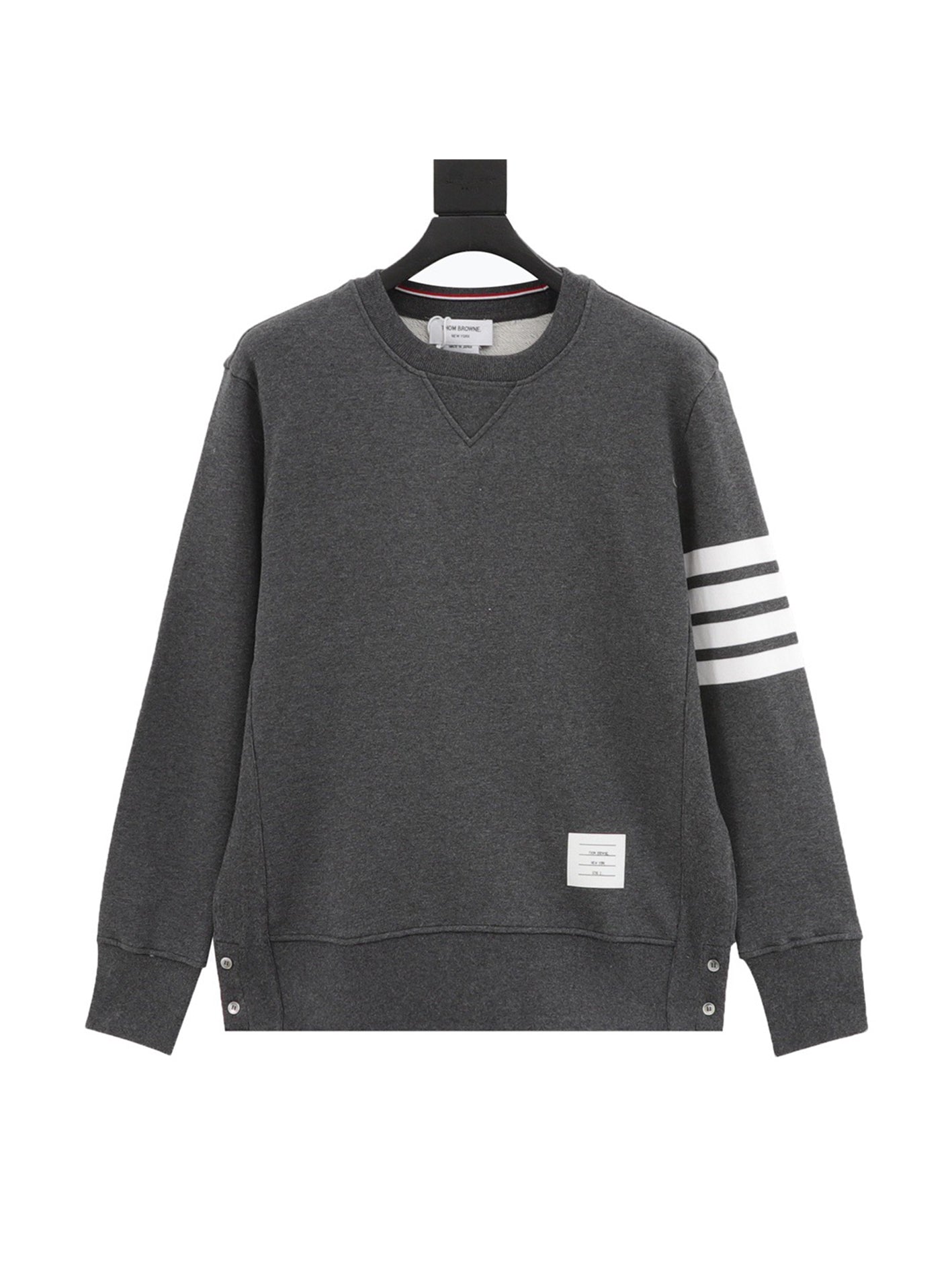 Four-bar crewneck sweater