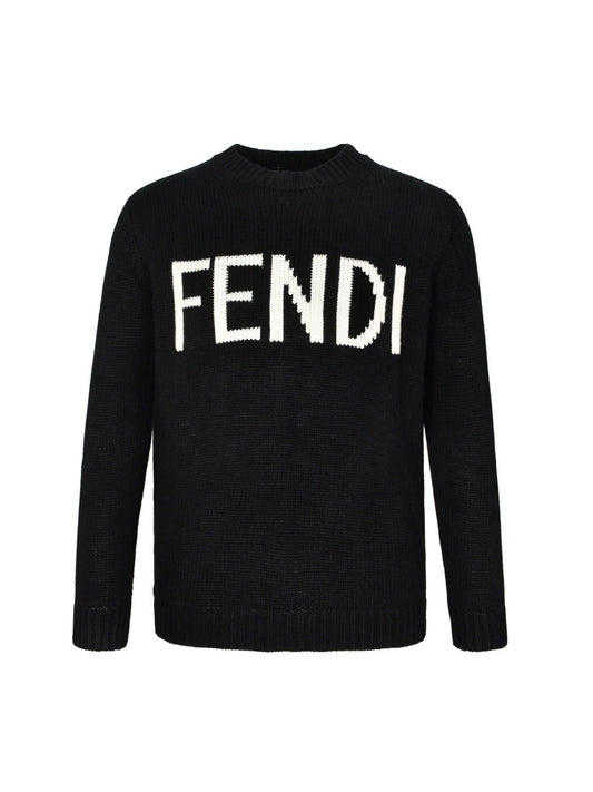 Lettering jacquard crew neck sweater