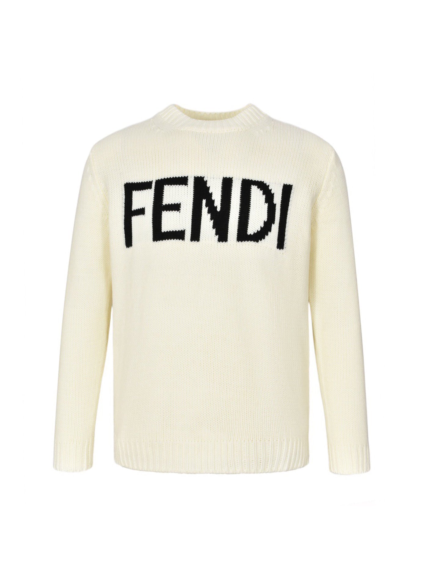 Lettering jacquard crew neck sweater