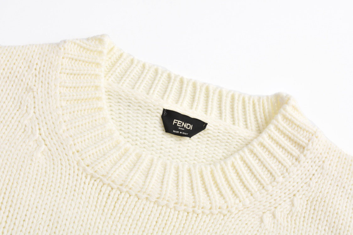 Lettering jacquard crew neck sweater