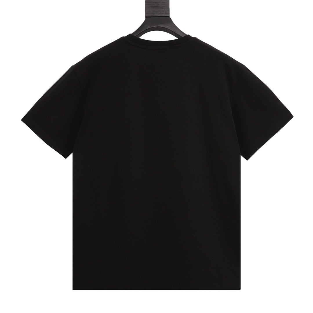 Black graphic short sleeve knit T-shirt