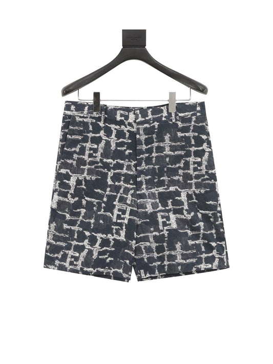 Jacquard denim shorts