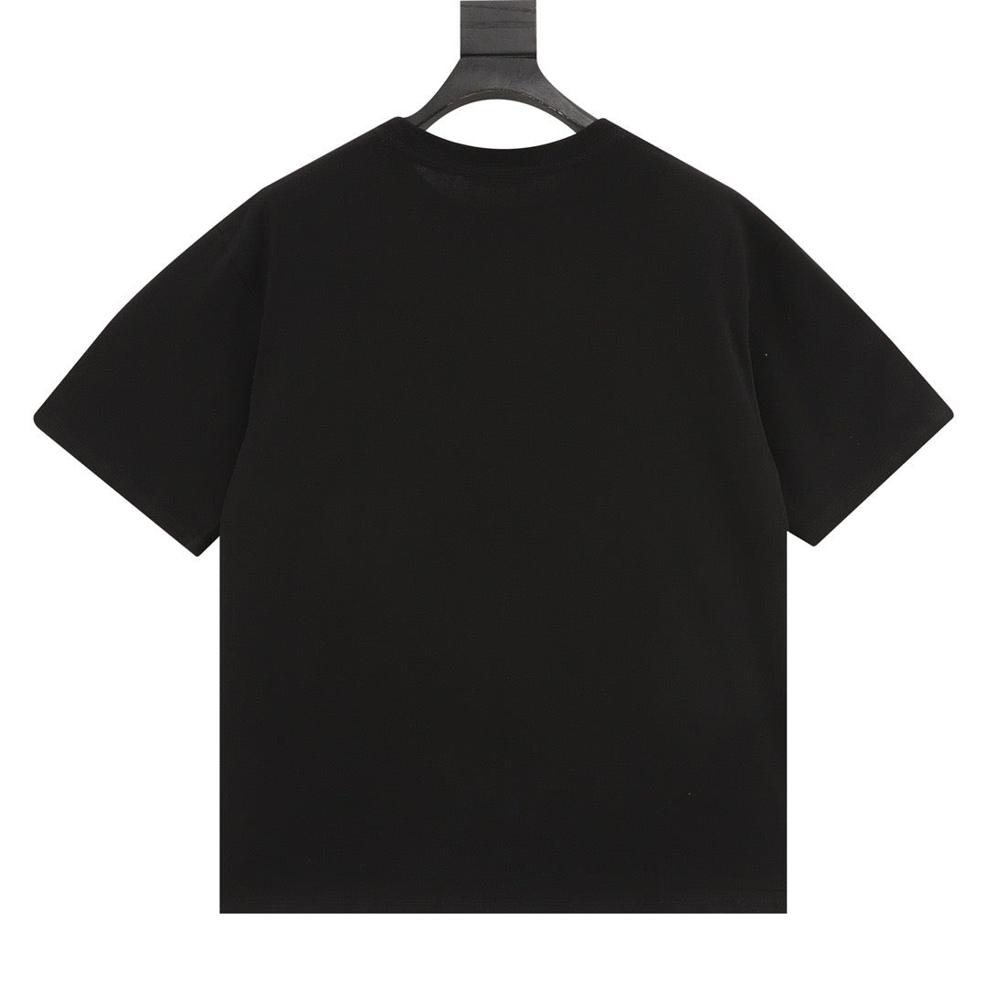 Black short-sleeved knitted T-shirt