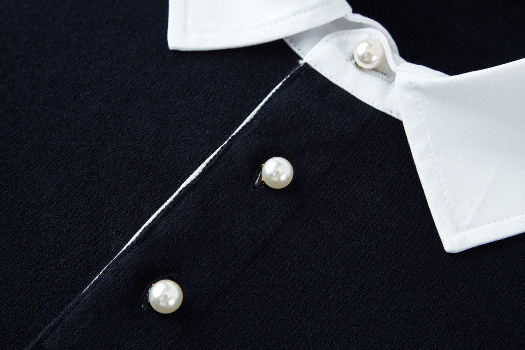 Pearl button woolen polo shirt