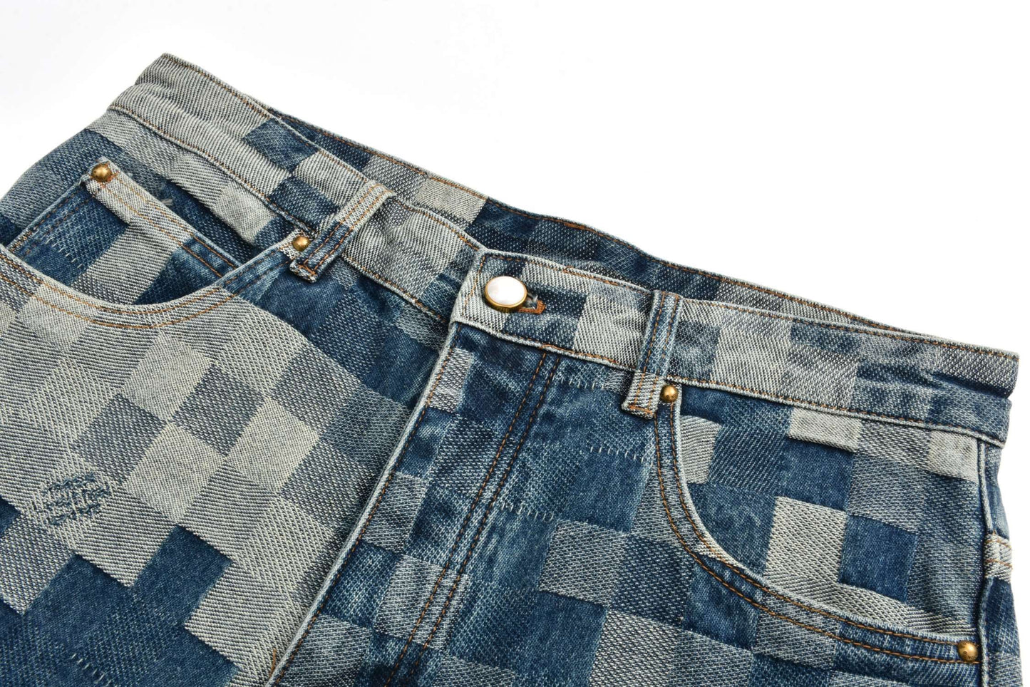 mosaic checkerboard jeans