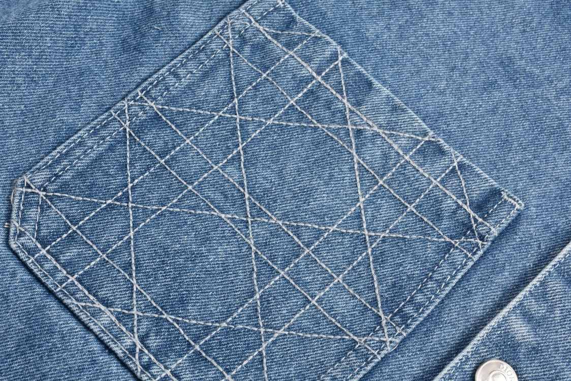 cannage embroidered denim jacket