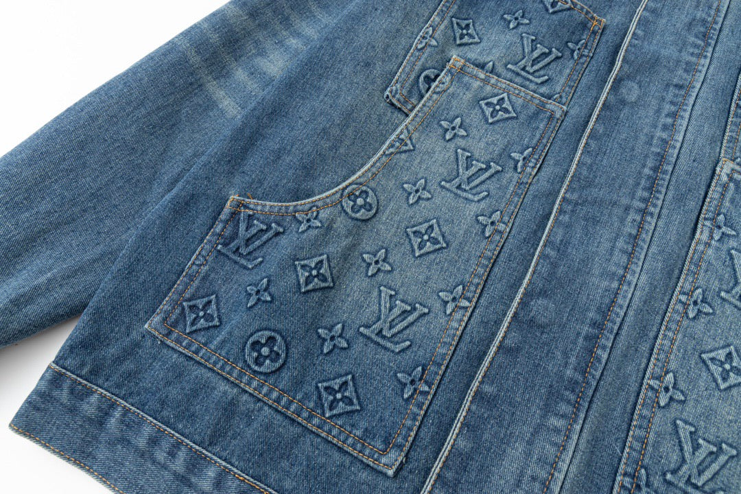 Embossed denim jacket